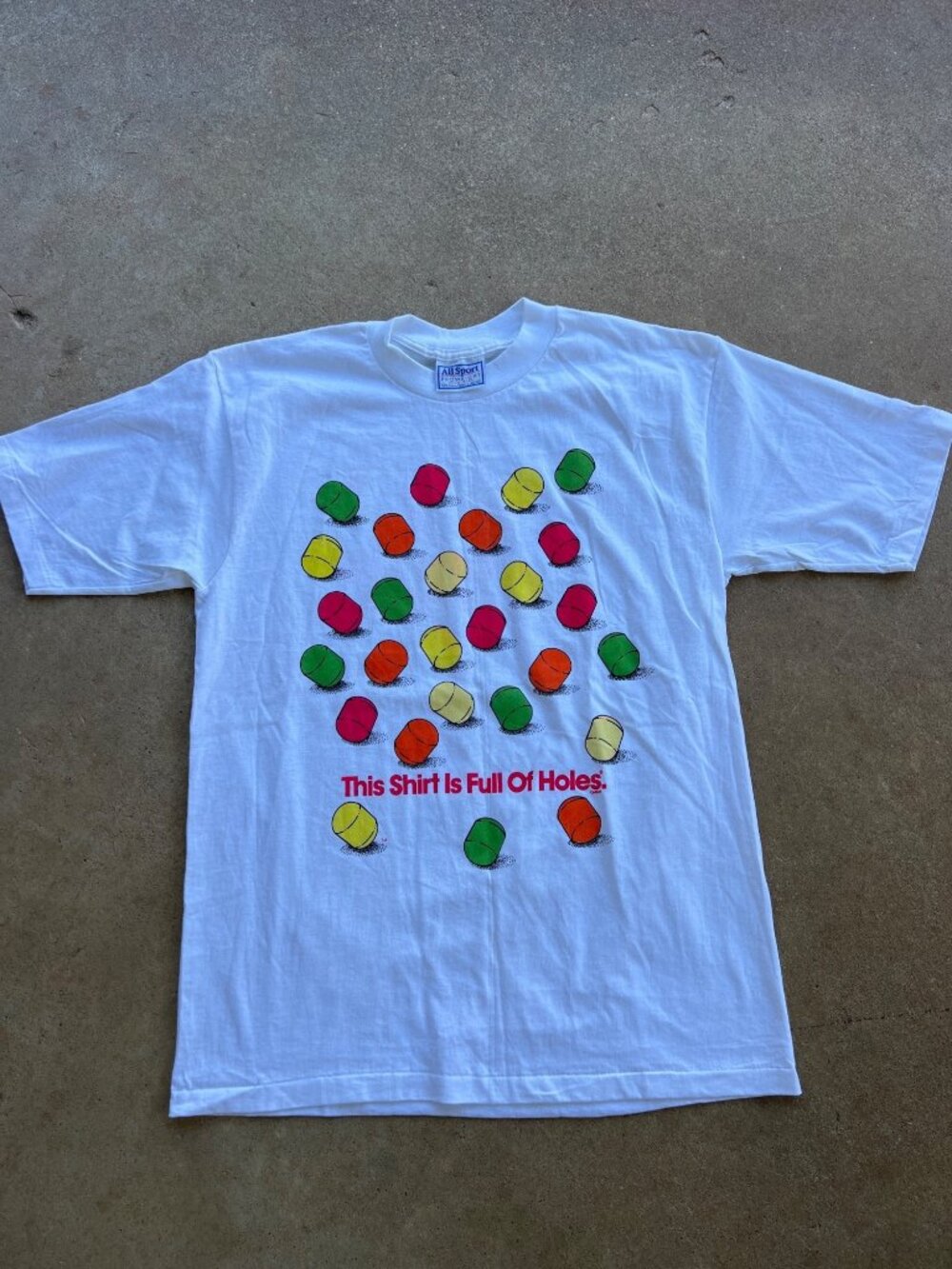Vintage Lifesavers Holes Graphic Tee White All Sport Pro Weight Large Candy O3